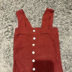 Women's Ribbed Button-Down Tank Top - Red